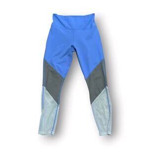Fabletics PowerHold Leggings Size S Blue White Grey Breathable Mesh Ankle Pants